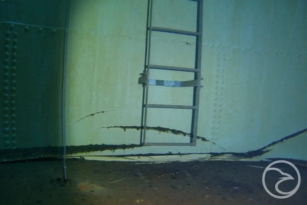 Internal tank surfaces viewed through remote tank observation