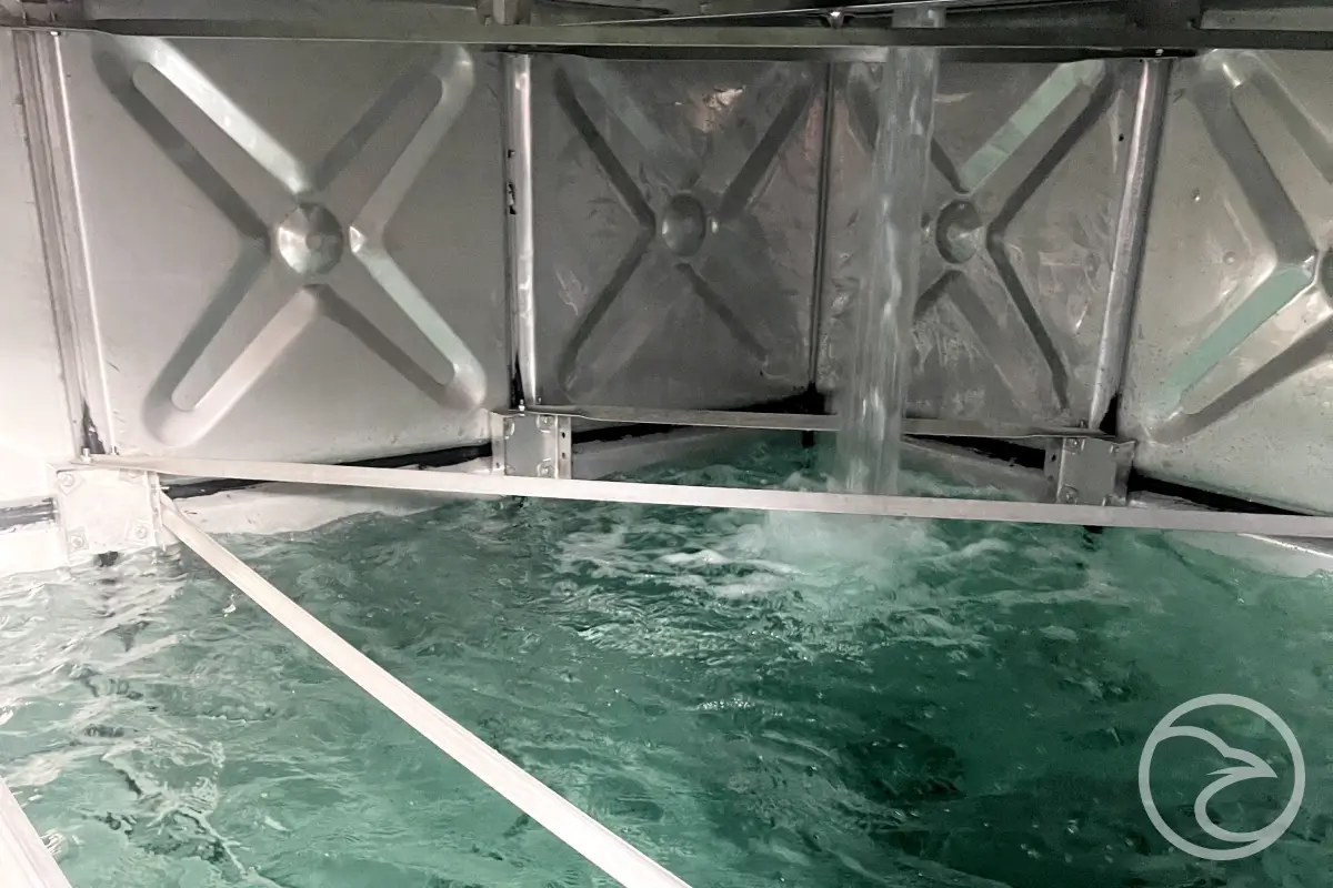 stainless steel industrial water storage tank exterior view